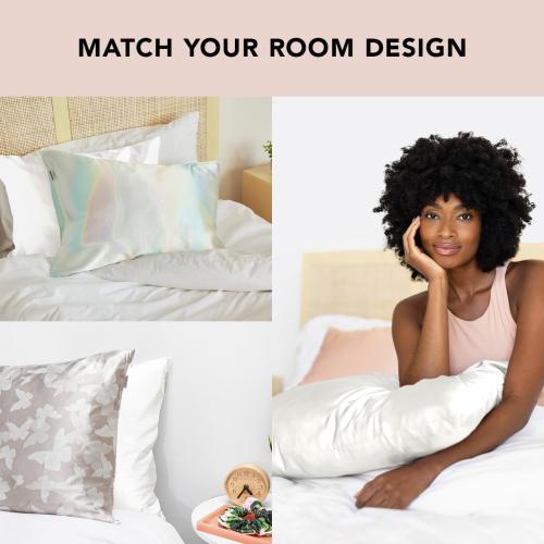 Kitsch Satin Pillowcase with Zipper for Hair & Skin, Softer Than Silk Pillow Cases Queen Size Set of 2, Wrinkle-Free, Smooth and Cooling Satin Pillow Covers, Standard Size 19x26 - Ivory, 2pcs