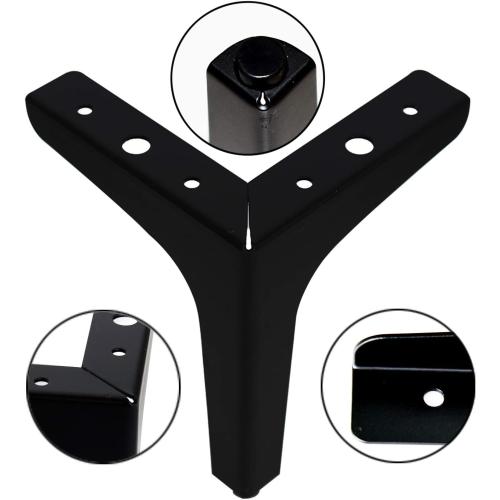 4Pack Metal Black Furniture Legs, 6Inch Industrial Style Sofa Replacement Legs, Heavy Duty Black Furniture Replacement Leg for Cabinet Table Cupboard Couch Desk Wardrobes