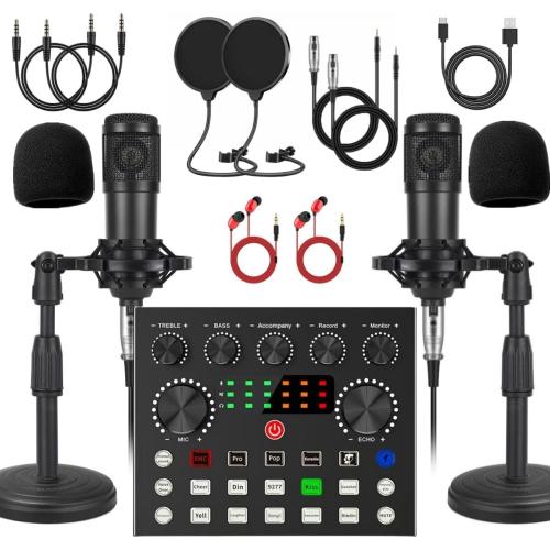 V8s for 2, V8s Voice Changer with BM-800 Podcast Microphone Bundle - Studio Condenser Microphone Perfect for Podcasting, Recording, Singing, Streaming and Gaming