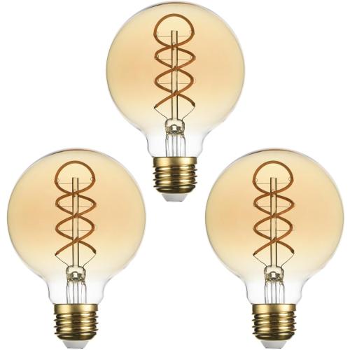 SD LUX G25 Dimmable Vintage Globe Light Bulbs Retro Decorative LED Edison Bulbs 6W 450lm (Equi. 40W), E26 Medium Base, CRI>90 Warm White 2200K (G25-Amber, 3)