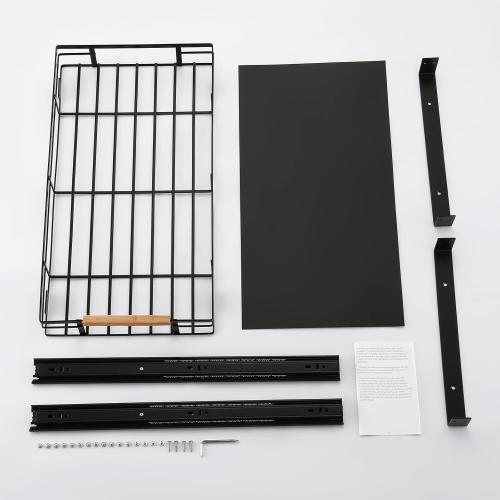 KES Pull Out Cabinet Organizer, 12 Wide Kitchen Bathroom Cabinet Drawer Heavy Duty Under Cabinet Slide Out Organizer Storage Shelves, Wooden Handle with Soft Close Black, KPO501W30D53-BK