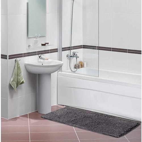Shaggy Bathroom Mat, Extra Long Runner 20 x 59, Soft Plush Luxury, High Pile, Absorbent, Non-Slip (Extra Long Runner 50 x 150 cm, Grey)