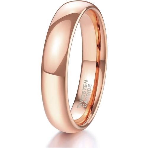 TRUMIUM 2mm 4mm 6mm 8mm Tungsten Wedding Band Ring for Men Women Silver/Rose Gold Plated/Rainbow/Gold Plated Domed High Polish Engagement Promise Rings Comfort Fit 4-15