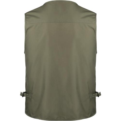 Size Small Color Green Yukirtiq Men's Outdoor Fly Fishing Vest Multi Pockets Hunting Vest Photography Lightweight Travel Vest Jacket