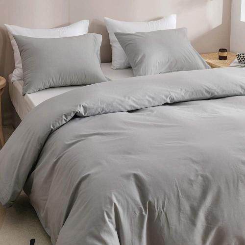 CLOTHKNOW Grey Full Size Comforter Sets Gray Silver Bedding Comforter Sets Light Grey Bedding Sets Soft Comforter with 2 x Pillow Cases