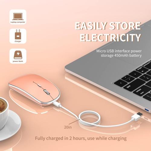 Halpilt Silent Wireless Mouse | USB-C & USB-A Dual Receiver(Orange)