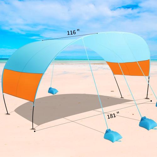 Beach Canopy Sun Shade, Beach Tent Sun Shelter Wind Sail Camping Sun Shelter Portable Seaside Tent Shelter Canopy Outdoor Beach Sun Shade for Family Vacation and Camping (Patent Pending)