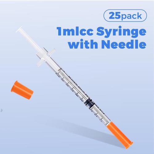 Insulin Syringe with Needle, 30G 5/16(8mm) 1ml Inch, Individually Packed 18 Pack