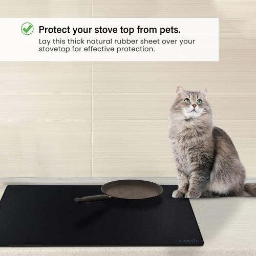 Larsic Stove Cover - Protects Electric Stove Washer Dryer Top. Anti-Slip Coating Waterproof Stove Gap Foldable Prevent Scratching, Expands Usable Space (36X21, Black)