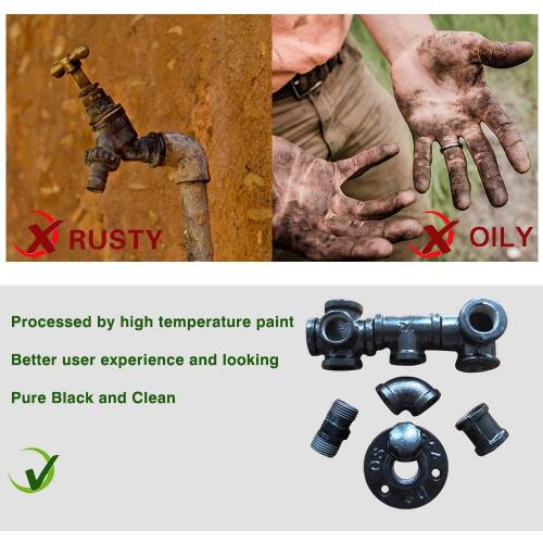 Black 10 Pack 1/2 GeilSpace Elbow, Malleable Iron Pipe Fittings - Vintage DIY Industrial Shelving, Industrial Decor, Furniture DIY (1/2, Black)