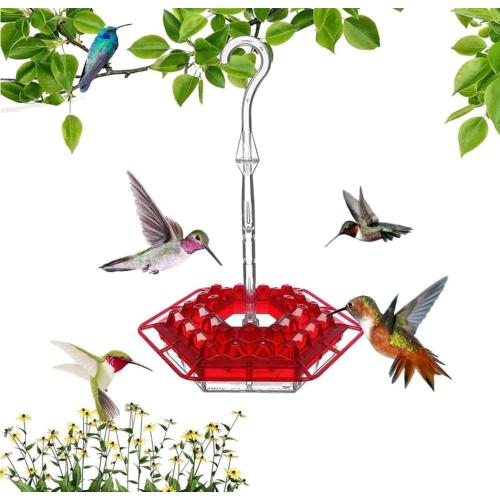 Hummingbird Feeder, Hummingbirds Feeder, Ant and Bee Proof, 2025 Hummingbird Feeders for Outdoors Hanging, Easy to Clean and Refill (Red)