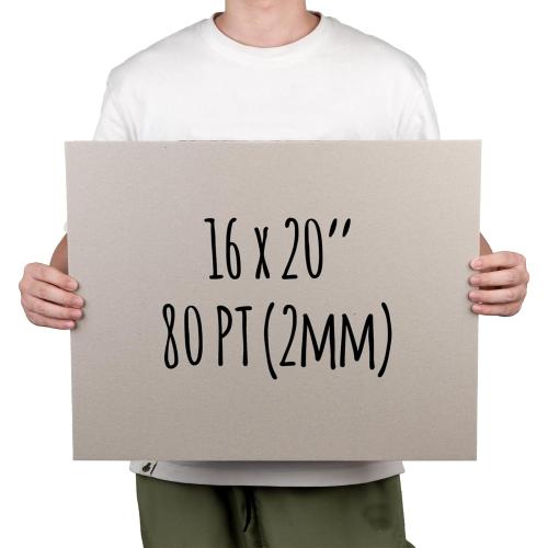 Heavy-Duty Chipboard Sheets 16 x 20 in - 80 PT (2mm) Thick - 20 Large Sheets of Chip Board for Binding Covers, Book Boards, Backing and Crafts - Sturdy Alternative to Thin Cardboard Sheets