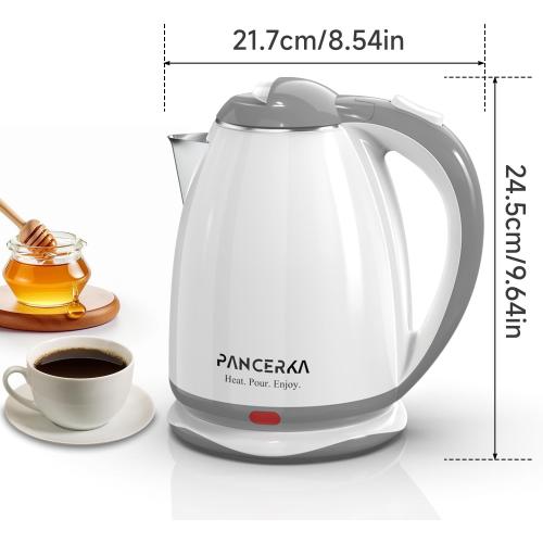 Electric Kettle, 1.8L Tea Kettle for Coffee & Tea, Fast Boil, Auto Shut-Off, White