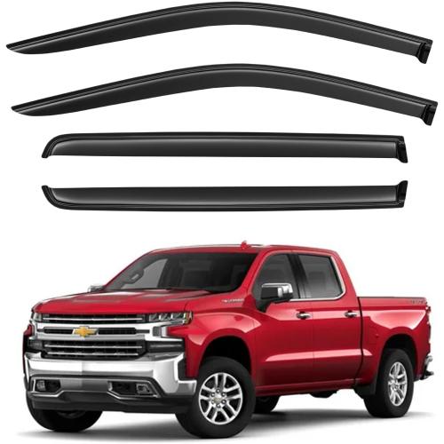 Window Visors Rain Guards for 2019-2026 Chevy Silverado/GMC Sierra 1500 Crew Cab, Out-Channel Window Vent Wind Deflectors Visors Shades for 20-26 Silverado/Sierra 2500HD 3500HD Crew Cab