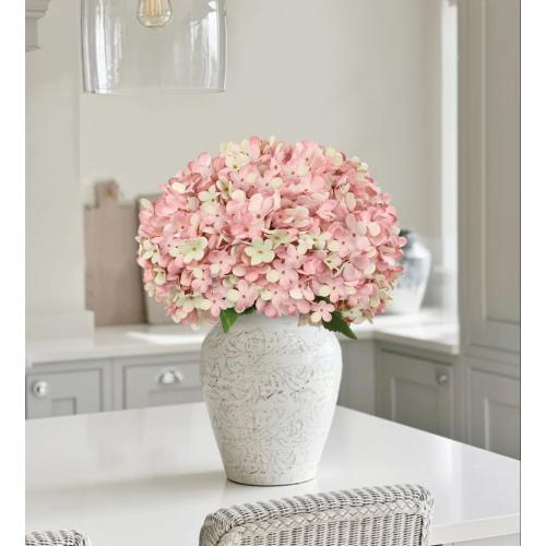 Hollyone 6PCS Pink Hydrangea Artificial Flowers Artificial Hydrangeas Silk Flowers for Home Decor Indoor Wedding Flower Faux Flower Kitchen Centerpiece Table Decorations