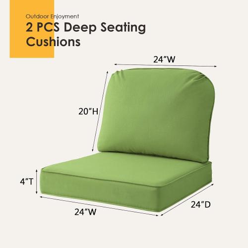 Outdoor Sunbrella Cushions for Patio Furniture Set of 2, 24x24 Water Repellent Chair Cushions Removable Seat Bottom & Back Cushion Covers for Chair, Sofa, Couch, Canvas Ginkgo