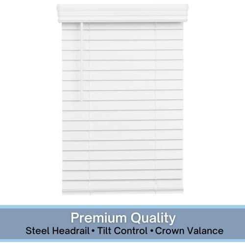 Lotus & Windoware Cordless, 2 Inch Faux Wood Blind, 24 Wide x 42 Long, Window Blinds, Blinds & Shades, Blinds for Indoor Windows, Smooth, Bright White - 24 x 42,Bright White
