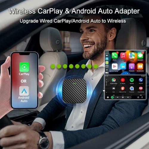 Wireless CarPlay Adapter for iPhone iOS10  / Android11 , 2-in-1 Apple Carplay & Android Auto Adapter with Extension Cable USB-A & USB-C, Stable Control No Delay Compatible 1000  Car Models (2016 )