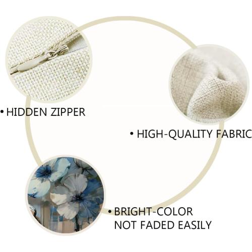 Color Blue and beige ULOVE LOVE YOURSELF 2Pack Flowers Decorative Pillow Covers Modern Blue flower Design Cushion Covers Oil Painting Pretty Floral Pillowcases 18 x 18 Inch Farmhouse Spring Summer Decorations