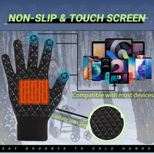 Black Lightweight Winter USB Electric Heated Gloves for Men Women-Touch Screen Thermal Hand Warming Black Knit Gloves