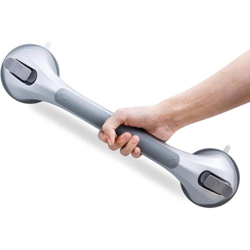 LEVERLOC Shower Grab Bars,Shower Handles for Elderly Suction,16.8,Silver