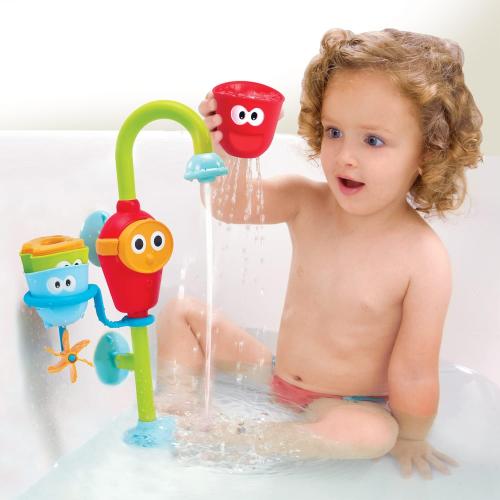 Yookidoo Toddler and Baby Bath Toy (Ages 1-3): Flow N Fill - 3 Stackable Play Cups - Battery Operated Interactive Hose Toy & Tumblers with Multiple Play Aspects - Make Bath Time Magical (No Mold)