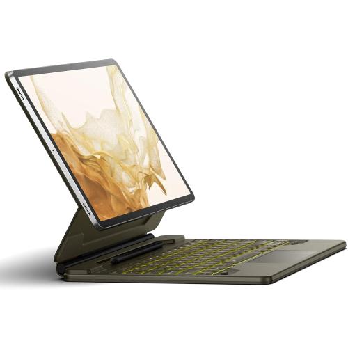 Dexnor for Samsung Galaxy Tab S10  Plus/S9  Plus/S9 FE  Plus/S8  Plus/S7  Plus/S7 FE Case with Keyboard 12.4 Magic Style Floating Cantilever Magnetic Stand Trackpad Backlit S Pen Holder - Brown