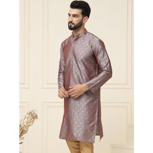 Size Medium 38 Color Brown Sojanya (Since 1958 Men'S Silk Blend Printed Only Long Kurta
