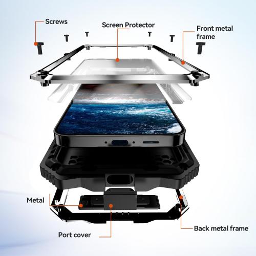 Size Galaxy S24 FE Compatible with Samsung Galaxy S24 FE Case Metal Heavy Duty Phone Case para Built-in Screen Protection Full Body Protective Dust Proof Military Grade Rugged 2024 Silver