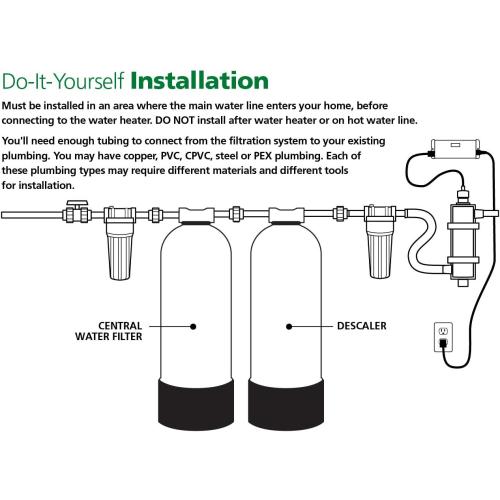 AO Smith Whole House Water Filter System - Whole Home Filtration for Well & City Water - Filters 96.9% of Chlorine Taste & Odor - 6 yr, 600,000 Gl, AO-WH-Filter