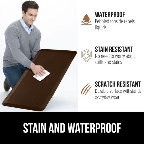 GORILLA GRIP Comfortable Cushioned Kitchen Mats for Floor, 3/4 Inch Thick Ergonomic Standing Desk Anti Fatigue Mat, Waterproof and Stain Resistant Pebbled Top, Supportive Padded Foam Rug, 58x20, Brown