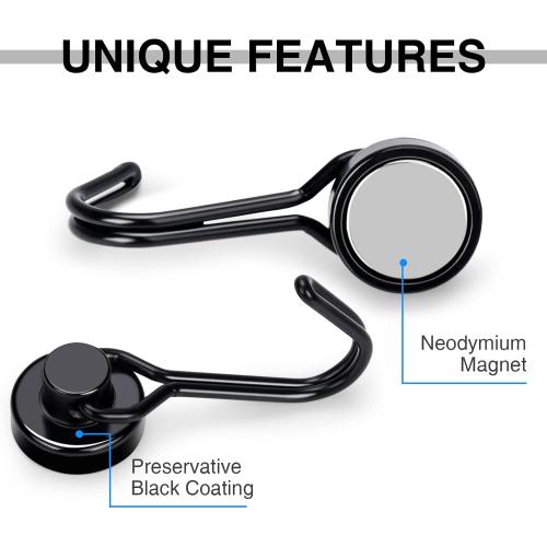 E BAVITE Magnetic Hooks, 30lbs  Magnet Hook 2026 Cruise Cabin Ship Essentials Heavy Duty Strong Magnets Refrigerator Fridge Hanging for Classroom Beach Vacation Kitchen Grills Home 6pcs (Black)