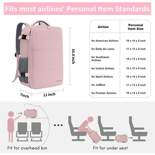 Taygeer Travel Backpack for Women, Carry On Backpack with USB Charging Port & Shoe Pouch, TSA 15.6inch Laptop Mochila Flight Approved, Nurse Bag Casual Daypack for Weekender Business Hiking, Pink