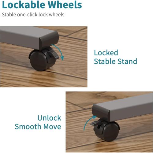 Color Grey Laptop Table Mobile Adjustable Height Portable Desk Notebook Swivel PC Computer Rolling Desk with Wheels, Laptop Stand for Couch Bedside Hospital Bed Table