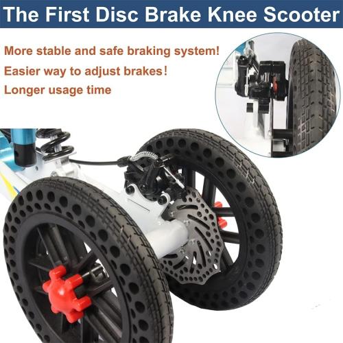 Knee Scooter, All Terrain Foldable Knee Scooter Walker, Disc Brake Knee Walker for Foot Injuries Compact Crutches Alternative