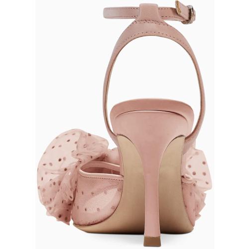 Size 9....Coutgo Womens Bow Tie Heels Sandals Slingback Peep Toe Wedding Heels Mesh High Stiletto Heel Summer Cute Wedding Bridal Shoes