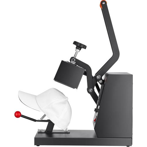 VEVOR 4-in-1 Heat Press Machine for Hats with 6x3inches Curved Teflon-Coated Heat Plate, Easy Temperature Control Non-Slip Base, Four Replaceable Elements 6x3/6.7x2.7/6.7x3.8/8.1x3.5inches