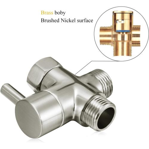 Sneatup Solid Brass 3-way G1/2 Shower Diverter (Brushed Nickel)