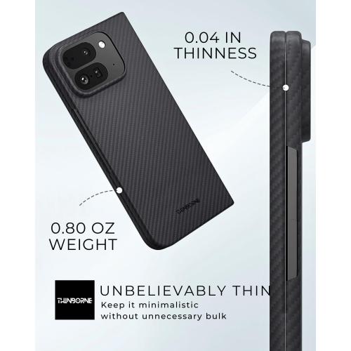 Thinborne Compatible with Pixel 9 Pro Fold Case, [600D Aramid Fiber] [Magnetic] [Ultra Thin] [Minimalist Style] [Carbon Fiber] - Version 2.0