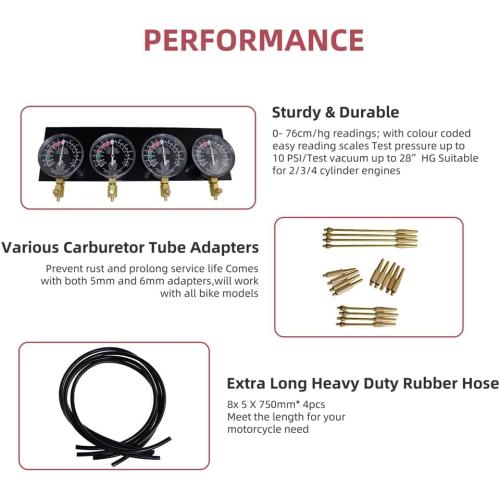 Universal Vacuum Carburetor Synchronization Balancer Gauge Carb Synchronizer Adjustment Tool Kit Compatible with Motorcycle BMW Honda Yamaha Kawasaki Suzuki GS KZ XS CB 550 650 750