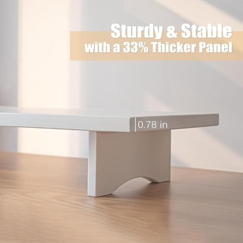 Bamboo Dual Monitor Stand Riser White, 2-Tier Desk Monitor Riser for 2 Monitors, Supports for PC Computer Monitor, Printer, Heavy TV Riser up to 300 lbs, White