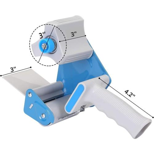 FCLMHD 2 Inch Tape Gun Dispenser with 2 Inch Carton Packing Tape, Lightweight Industrial Side Loading Tape Dispenser - Blue(2Inch