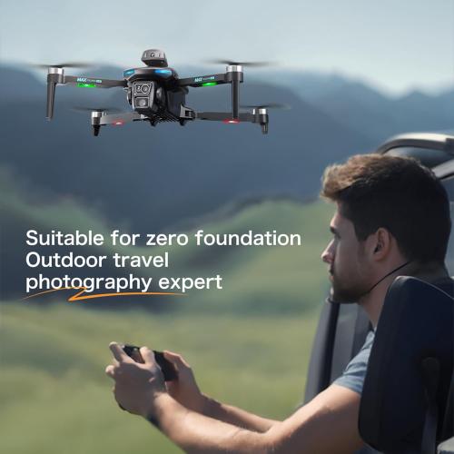 Remote Control Drone with Dual Cameras Obstacle Avoidance Brushless Foldable 360 Degrees Flip WiFi 2.4GHz RC Quadcopter Toy Kids Adults Birthday Gift (Black)