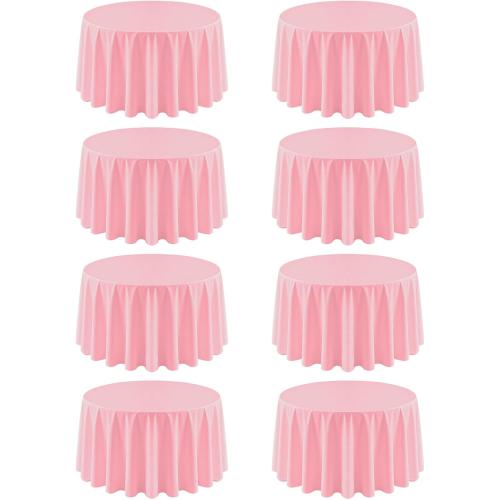 8 Pack Pink Round Tablecloth 90 Inch Table Cloth for Round Tables, Washable Polyester Fabric Stain and Wrinkle Resistant Decorative Table Cover for Wedding Party Dining Banquet