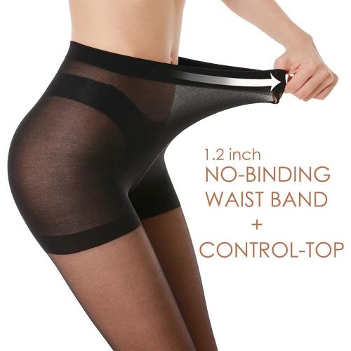 Size L G&Y 3 Pairs Women's Sheer Tights - 20D Control Top Pantyhose with Reinforced Toes