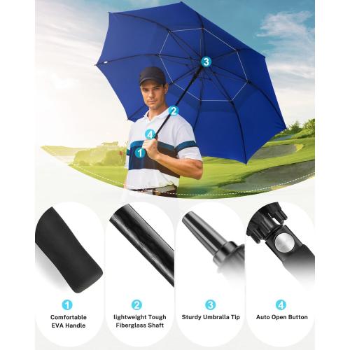 Gonex 54/62/68/72/80 Inch Extra Large Golf Umbrella, Automatic Open Travel Rain Umbrella with Windproof Water Resistant Double Canopy, Oversize Vented Umbrellas for 2-3 Men and UV Protection, Multiple Colors