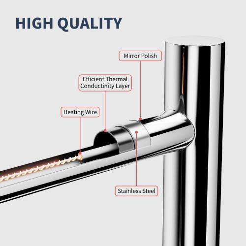 Freestanding Towel Warmer | 6 Bars, Plug-in Option, 3 Working Modes, Top-Mounted Timer, Mirror Polished Stainless Steel, 24 W x 34 H
