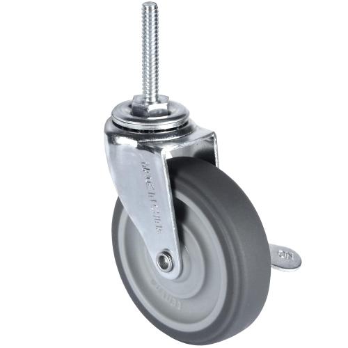 Set of 4 Size 3 inch Finnhomy Caster Wheels 3 Inch Set of 4 Heavy Duty Threaded Stem Casters 5/16-18x1-1/2 Swivel Rubber Industrial Castors Locking Wheels for Wire Shelving/Furniture/Carts Load Bearing 720 Lbs Gray