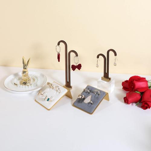 2 pcs walnut earring display stands for selling, cute earring hanger, wood hanging earring holder for boutique display【Y shape rectangle base-2pcs】