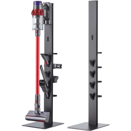 Vacuum Cleaner Stand, Compatible with Dyson Gen5 V15 V12 V11 V10 V8 V7 V6, Floor Cordless Vacuums Attachment Holder with 4 Hooks and 4 Shelves, Metal Storage Bracket Organizer, Black